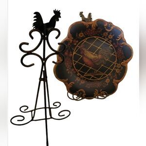 Rooster Plate & Rooster Plate Stand